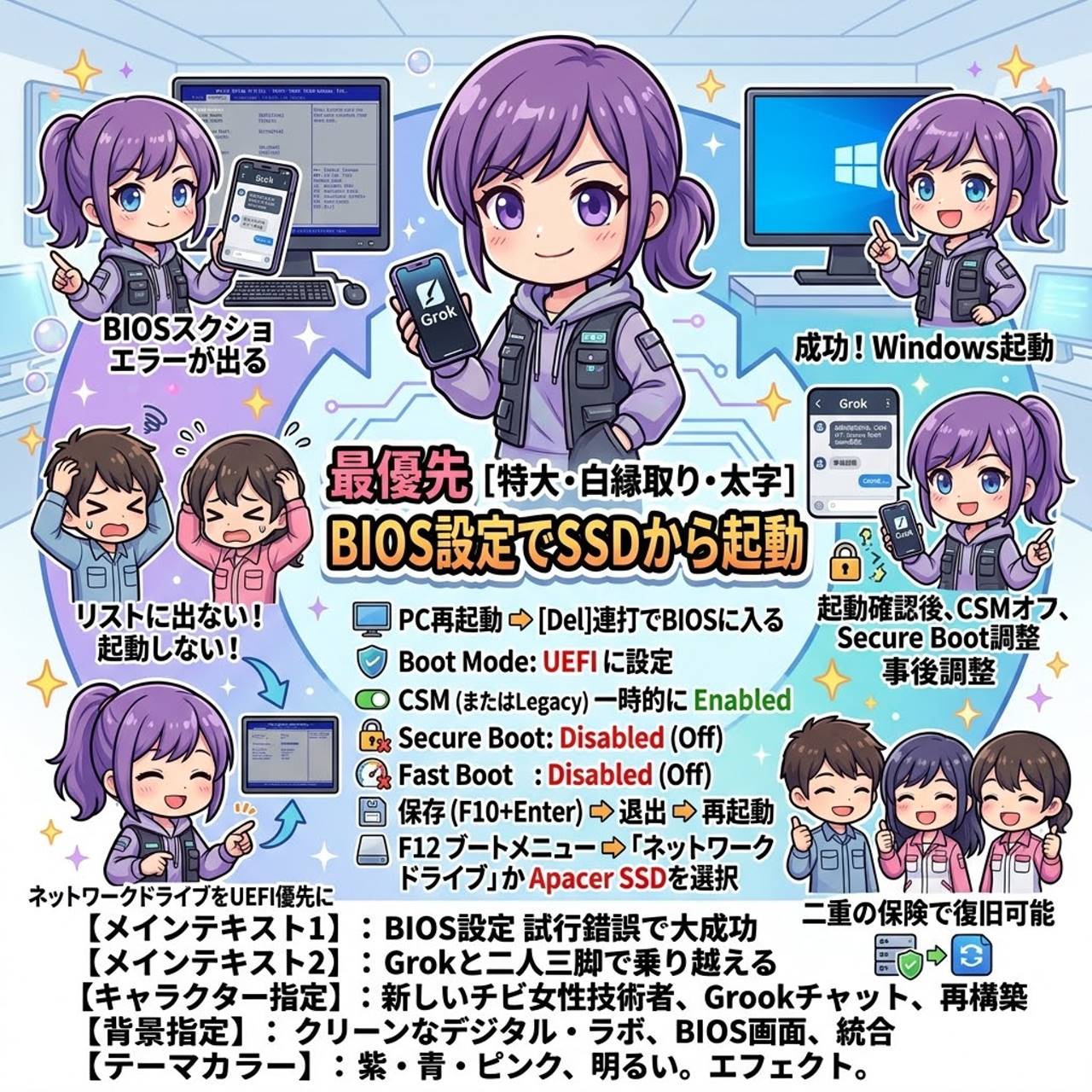BIOS設定でSSDから起動させる ― 何度も失敗した末の成功