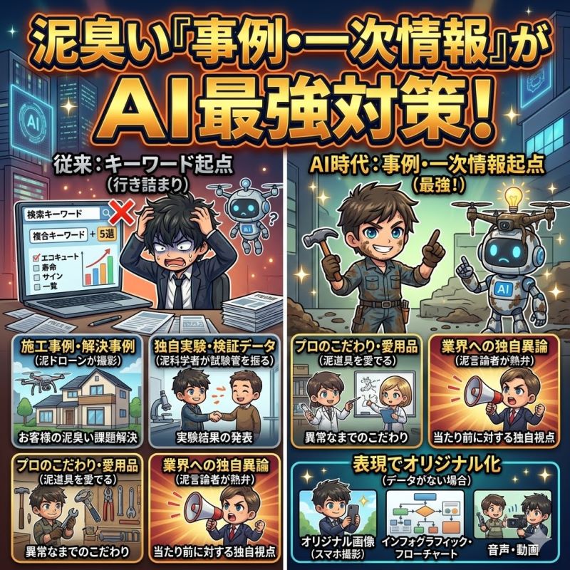 AI時代のコンテンツはキーワードからではなく、事例や感想がおすすめ