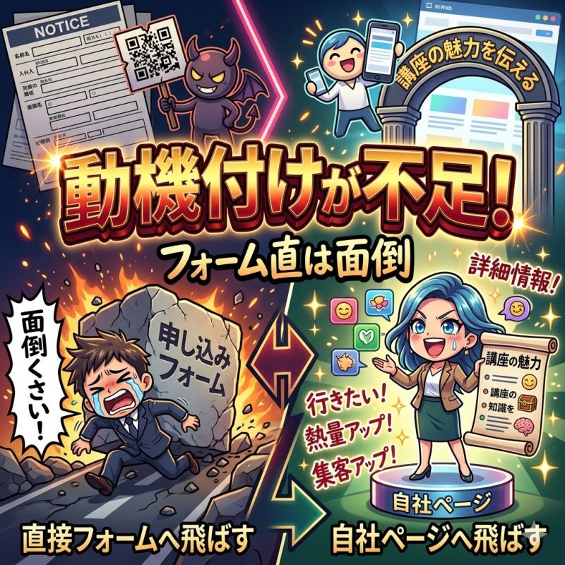 理由2:直接フォームに飛ばすと「動機付け」が不足する