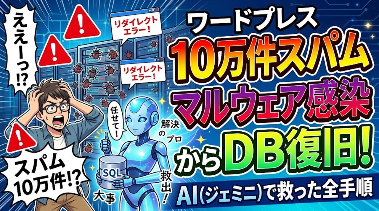 【実録】WordPressマルウェア感染！10万件のスパムからDB復旧した手順